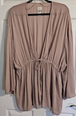 Large-XL Cinched Waist Kimono Dusty Rose (OSFM: One Size Fits Most)